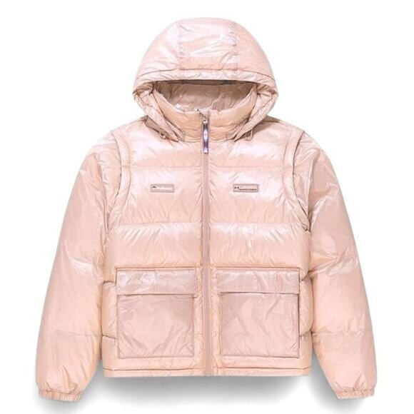 Madhhappy × Columbia Mauve Vapor Down Puffer Jacket 800 Fill M Convertible NWT - Picture 1 of 15